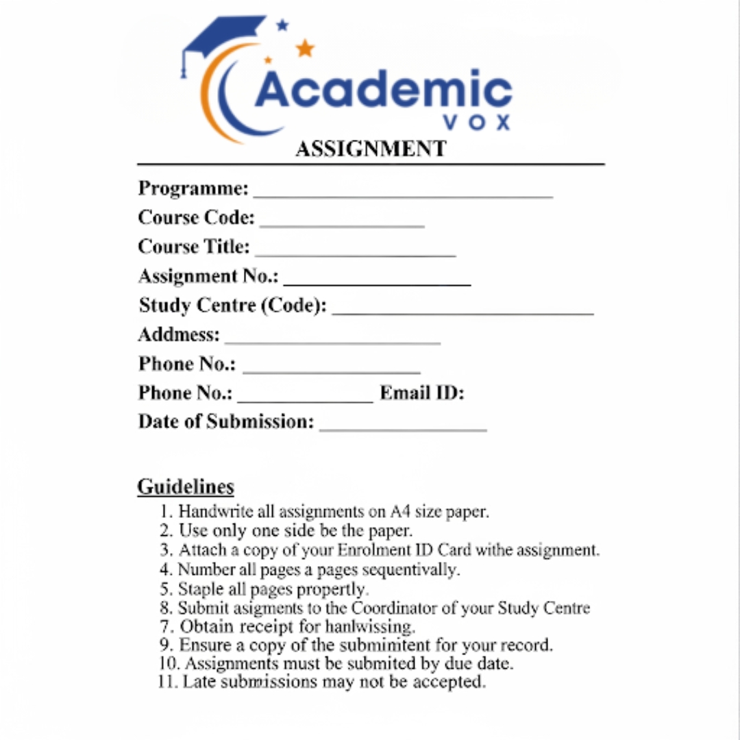 IGNOU Assignment : Front Page PDF Download academicvox.com