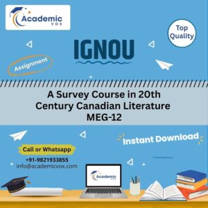 A Survey Course in 20th Century Canadian Literature MEG-12 | Academicvox