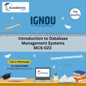 IGNOU MCS-023 | Introduction to Database Management Systems | Academicvox