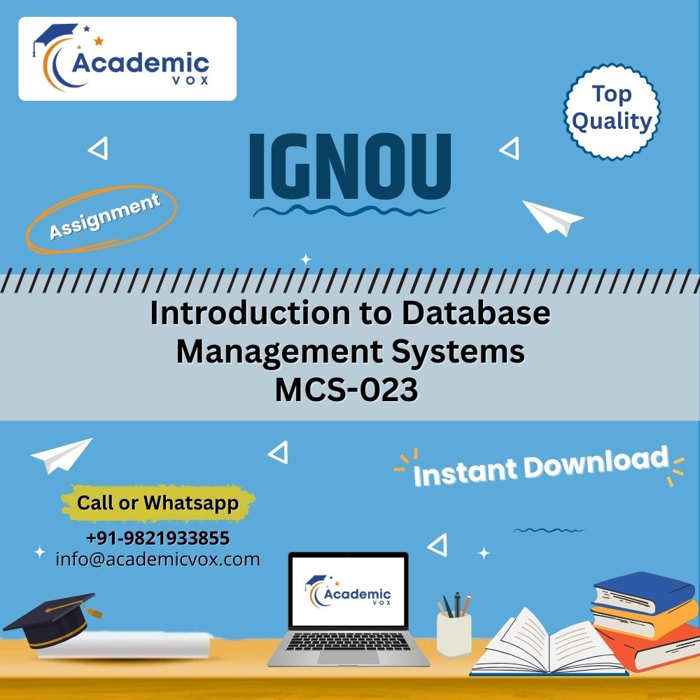 IGNOU MCS-023 | Introduction to Database Management Systems | Academicvox