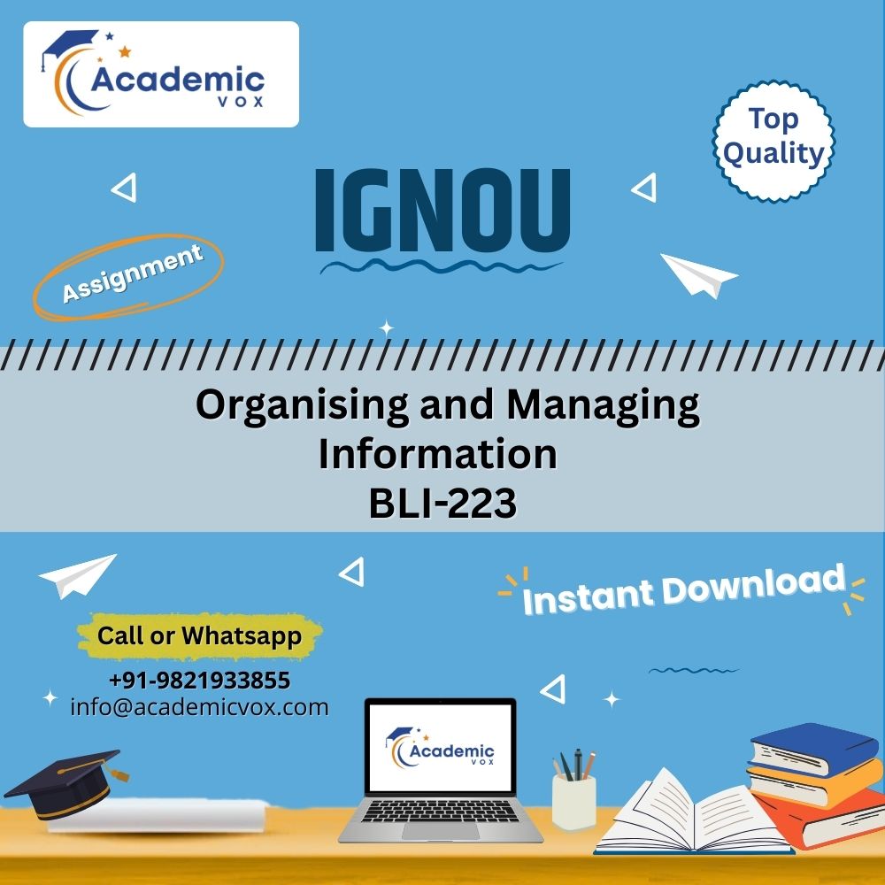 Organising and Managing Information BLI-223 | Academicvox