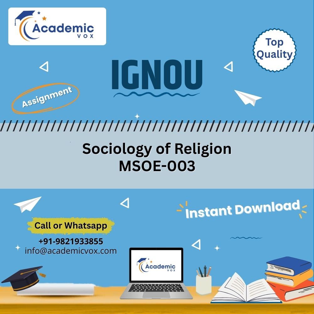 IGNOU MSOE-003 | Sociology of Religion | Academicvox
