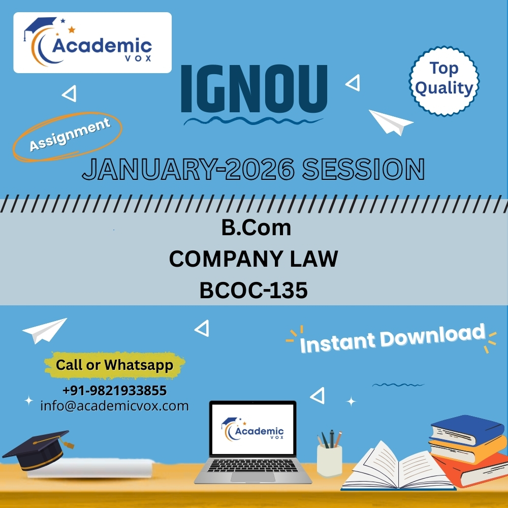 IGNOU BCOC-135 Company Law (Hindi Medium) Solved Assignment (January 2026 )