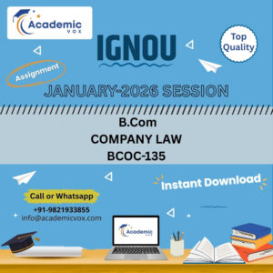 IGNOU BCOC-135 Company Law (English Medium) Solved Assignment (January 2026 )