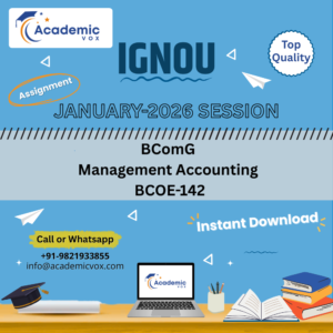 IGNOU BCOE-142 Management Accounting (Hindi Medium) Solved Assignment (January 2026 )