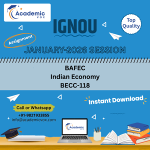 IGNOU BECC-118 Indian Economy (English Medium) Solved Assignment (January 2026 )