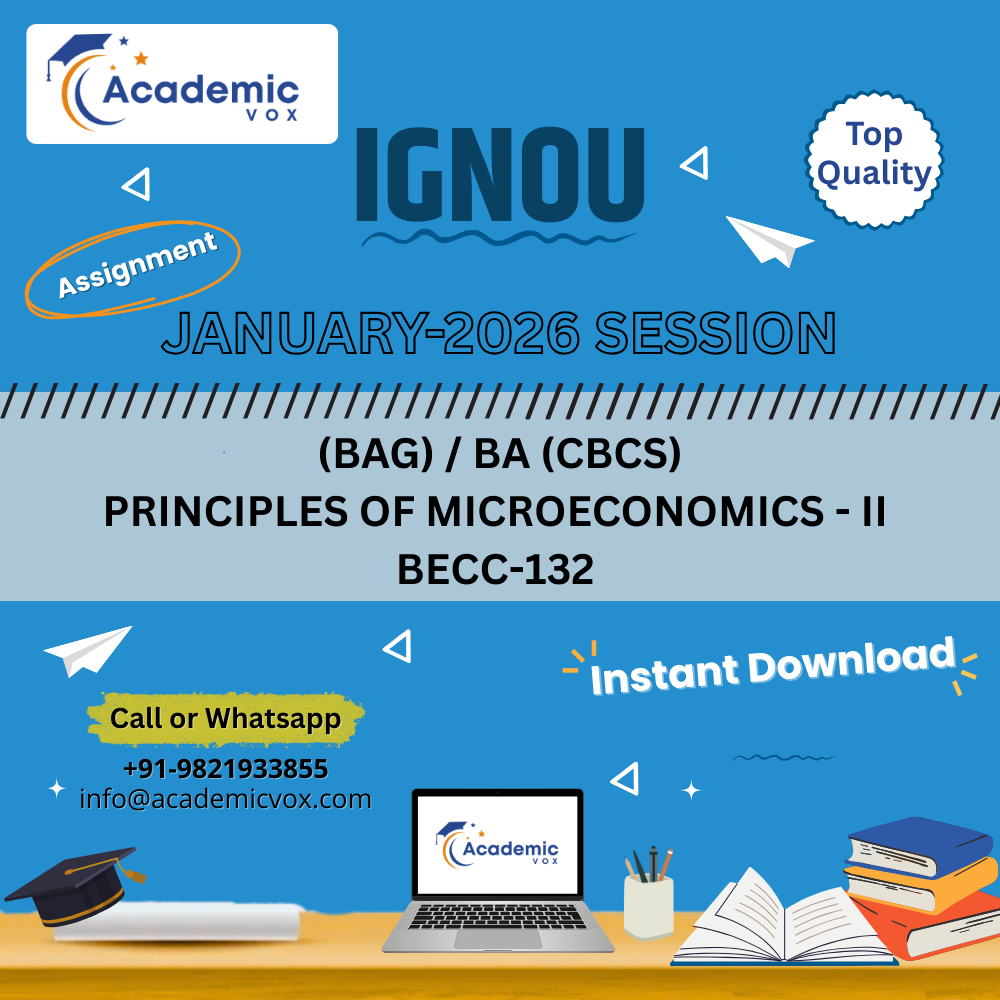 IGNOU BECC-132 PRINCIPLES OF MICROECONOMICS - II (Hindi Medium) Solved Assignment (January 2026 )