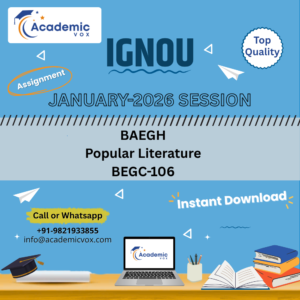 IGNOU BEGC-106 Popular Literature Solved Assignment (January 2026 )