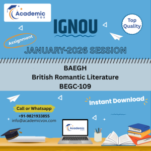 IGNOU BEGC-109 British Romantic Literature Solved Assignment (January 2026 )
