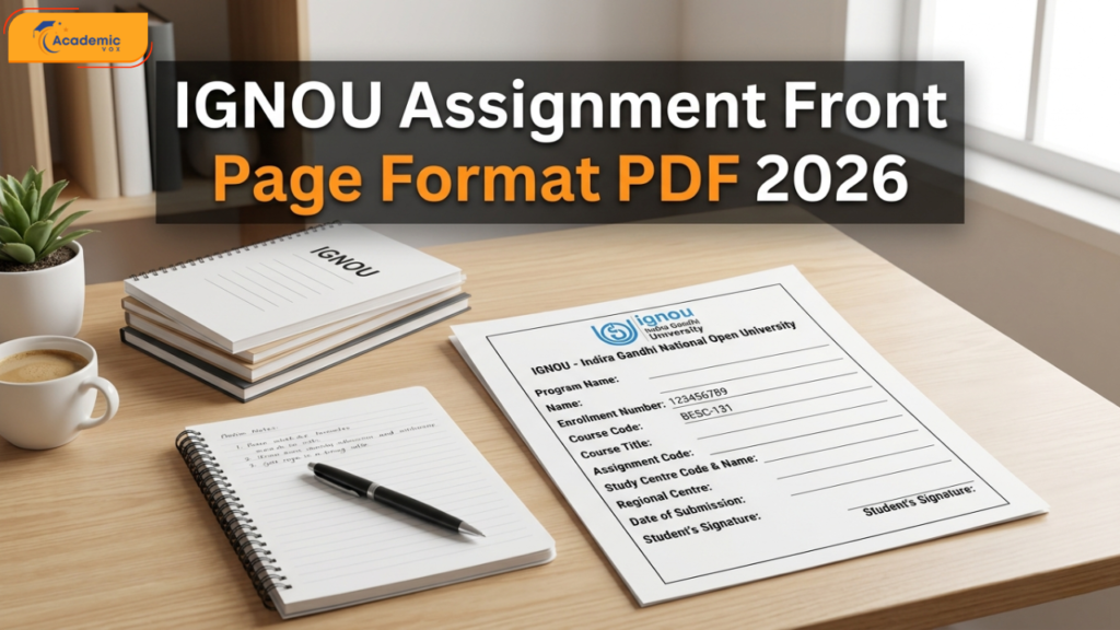 IGNOU Assignment Front Page Format PDF Download 2026